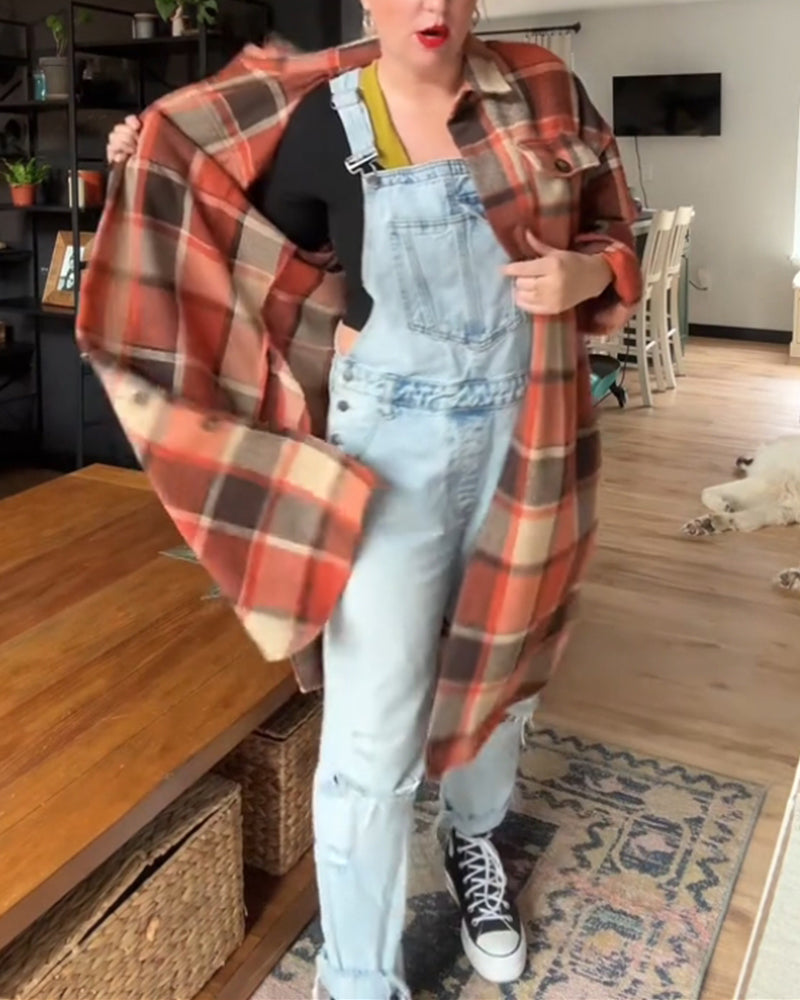 Casual plaid buttons coat