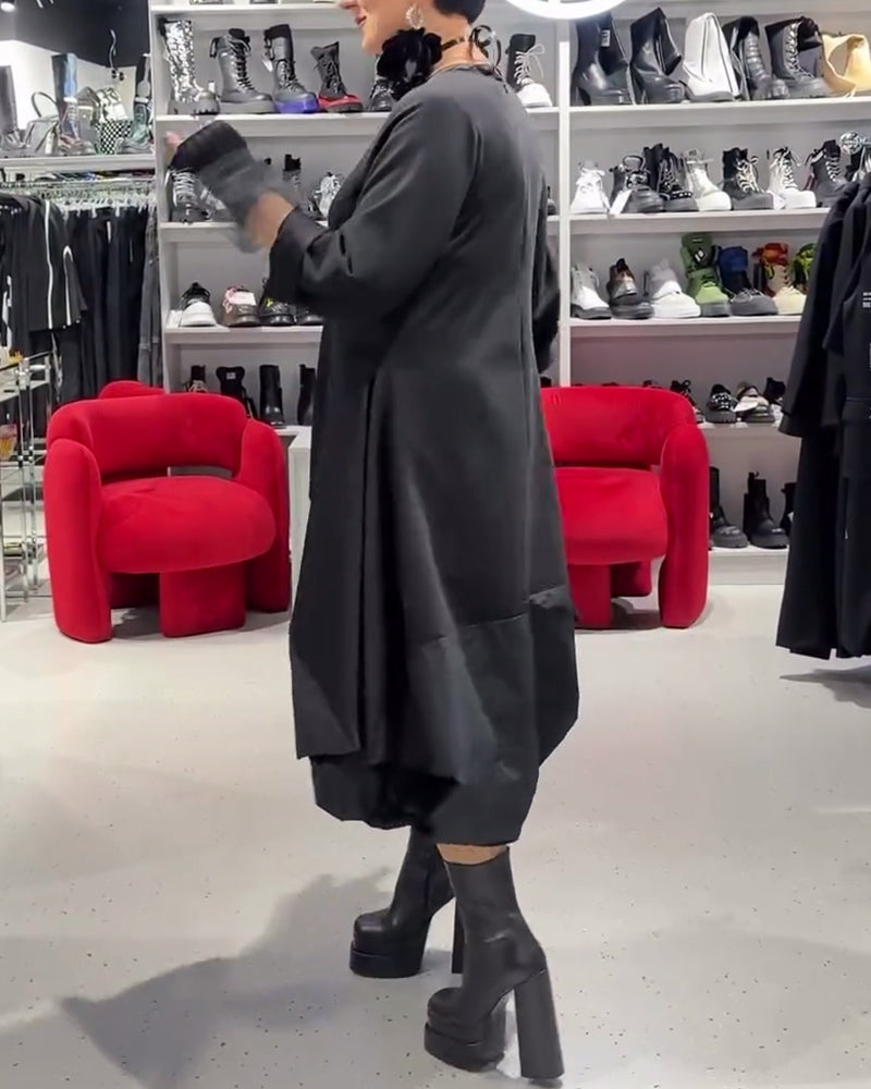 Solid Color Fashionable Patchwork Dress