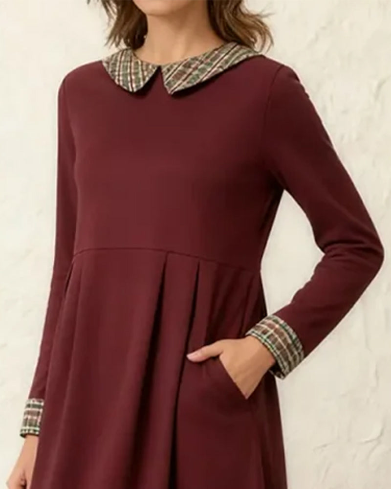 Plaid Patchwork Loose Dress