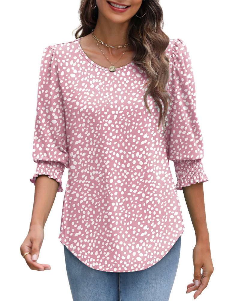 Puff Sleeve Printed Blouse