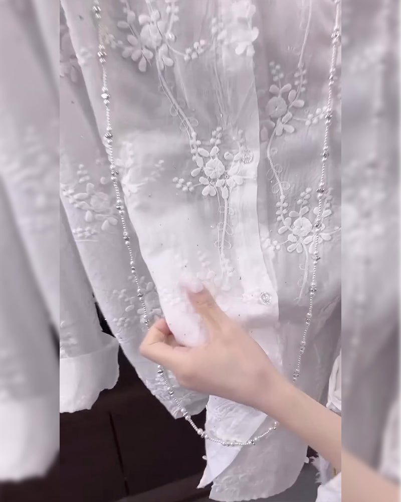 Solid Embroidered Drop Shoulder Shirt