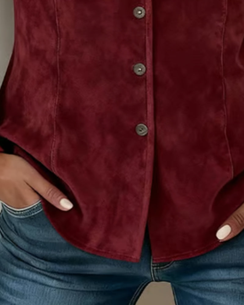 Fashionable Tassel Solid Color Shirt