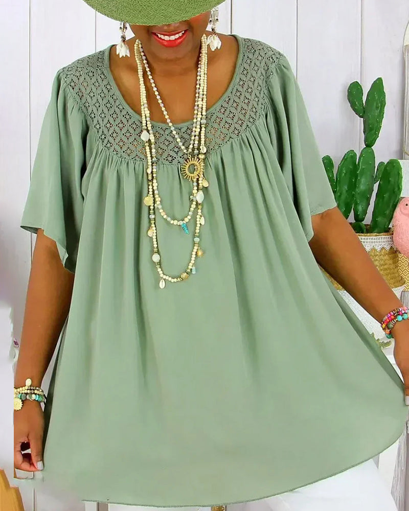 Solid Color Loose-Fitting Blouse