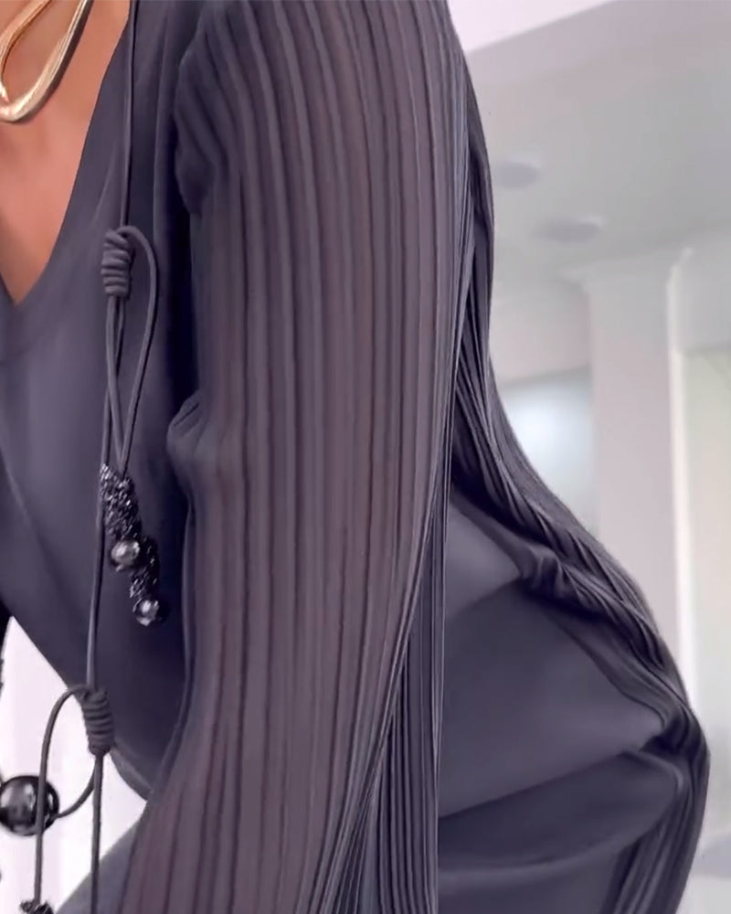 Solid color slit casual dress