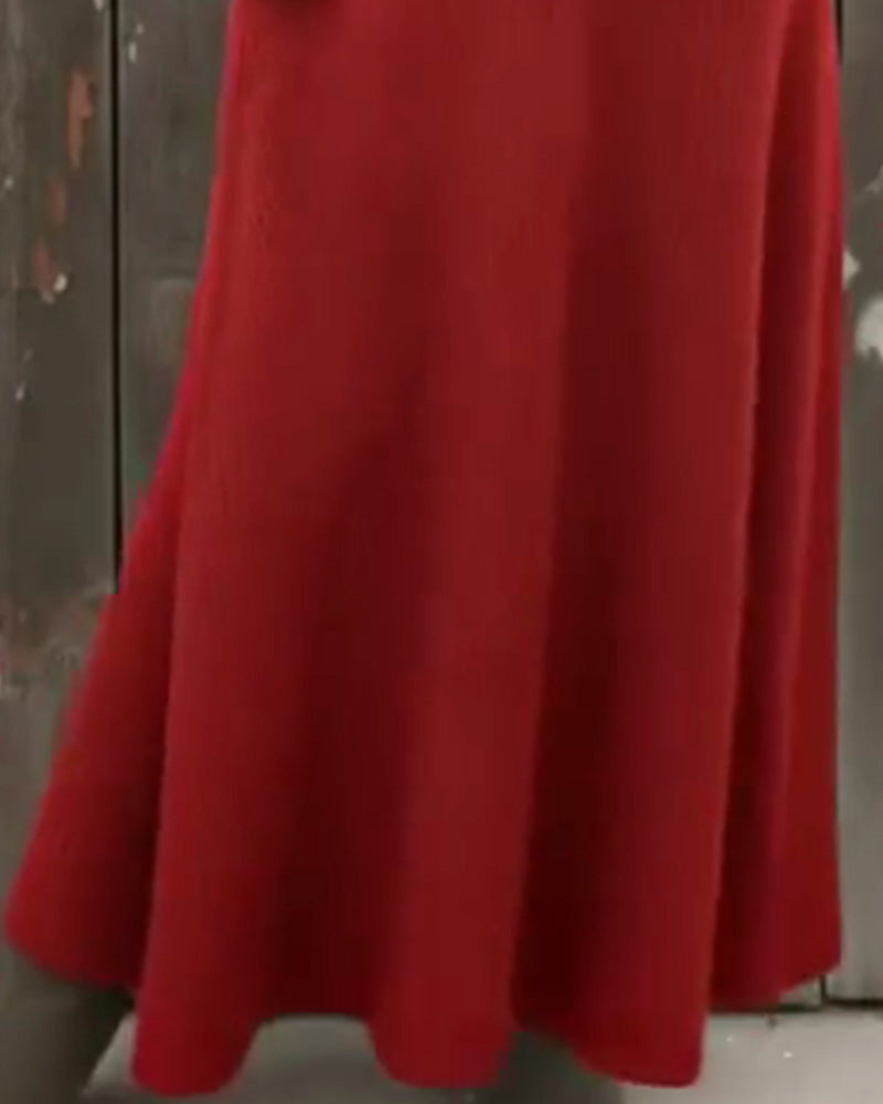 Solid Color High-Neck Stylish Dress