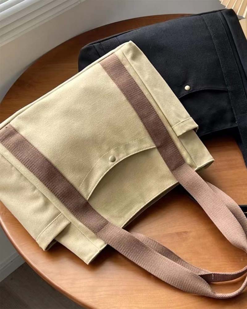 Large capacity canvas bag with double handles