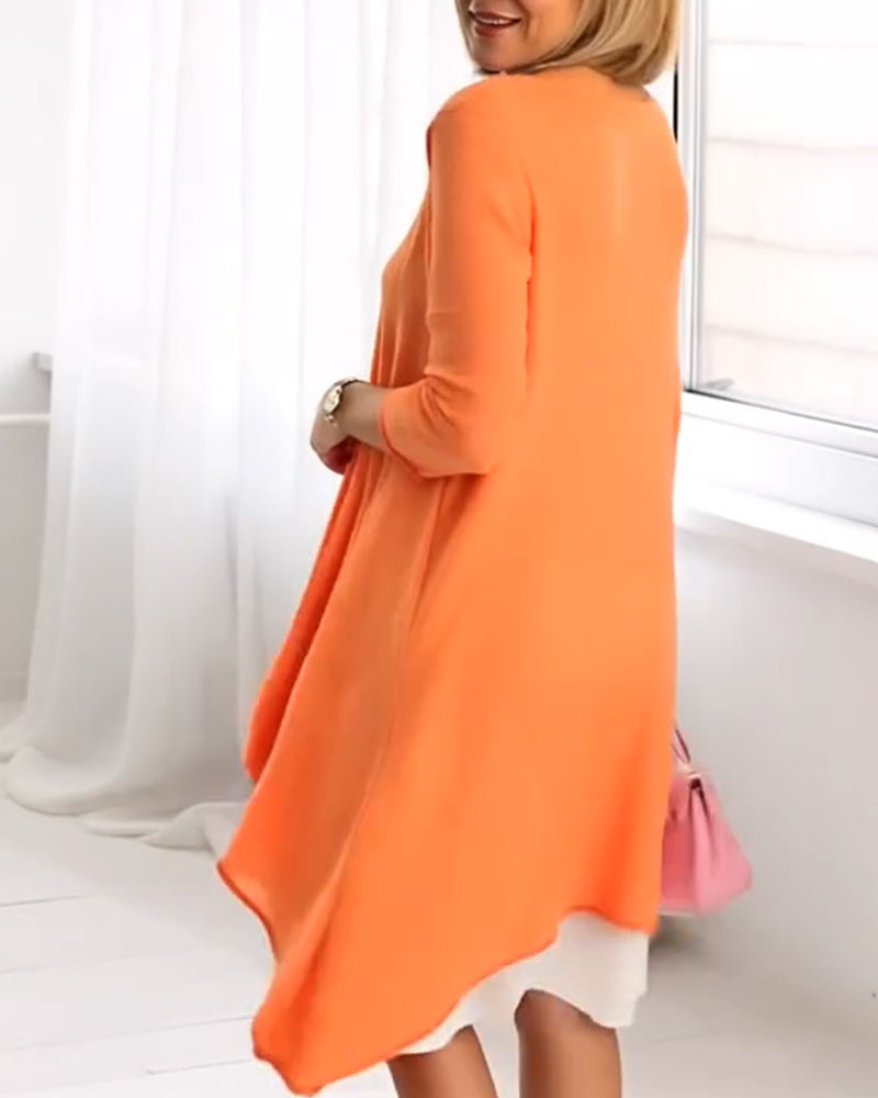 Floral Print Patchwork Long-Sleeved Set