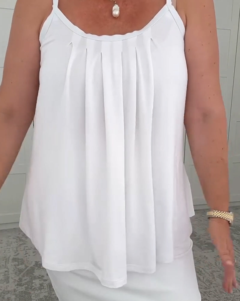 Suspender Pleated Bottoming Vest
