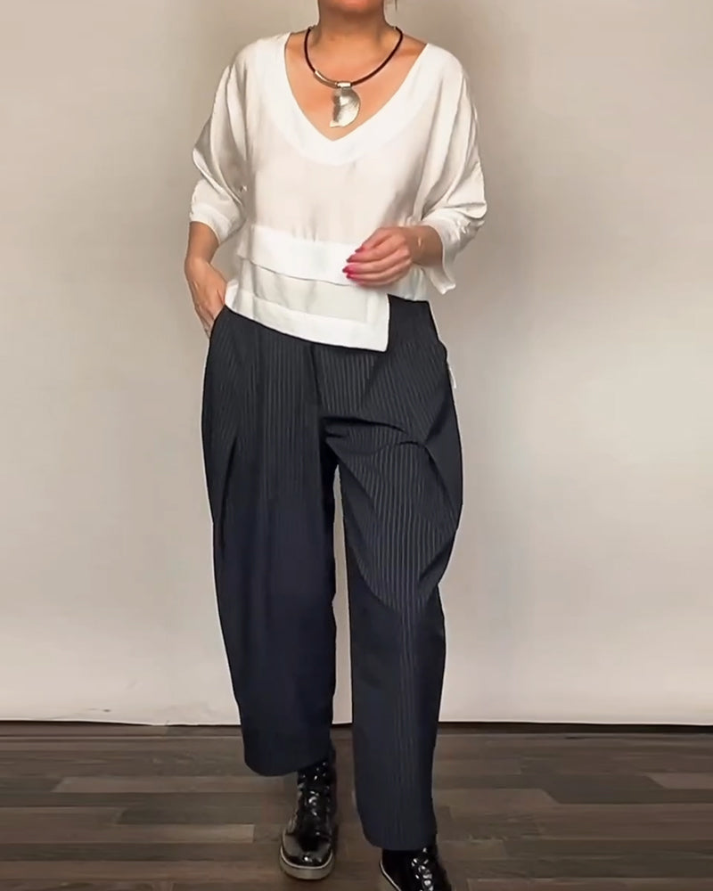 Retro Striped Casual Trousers