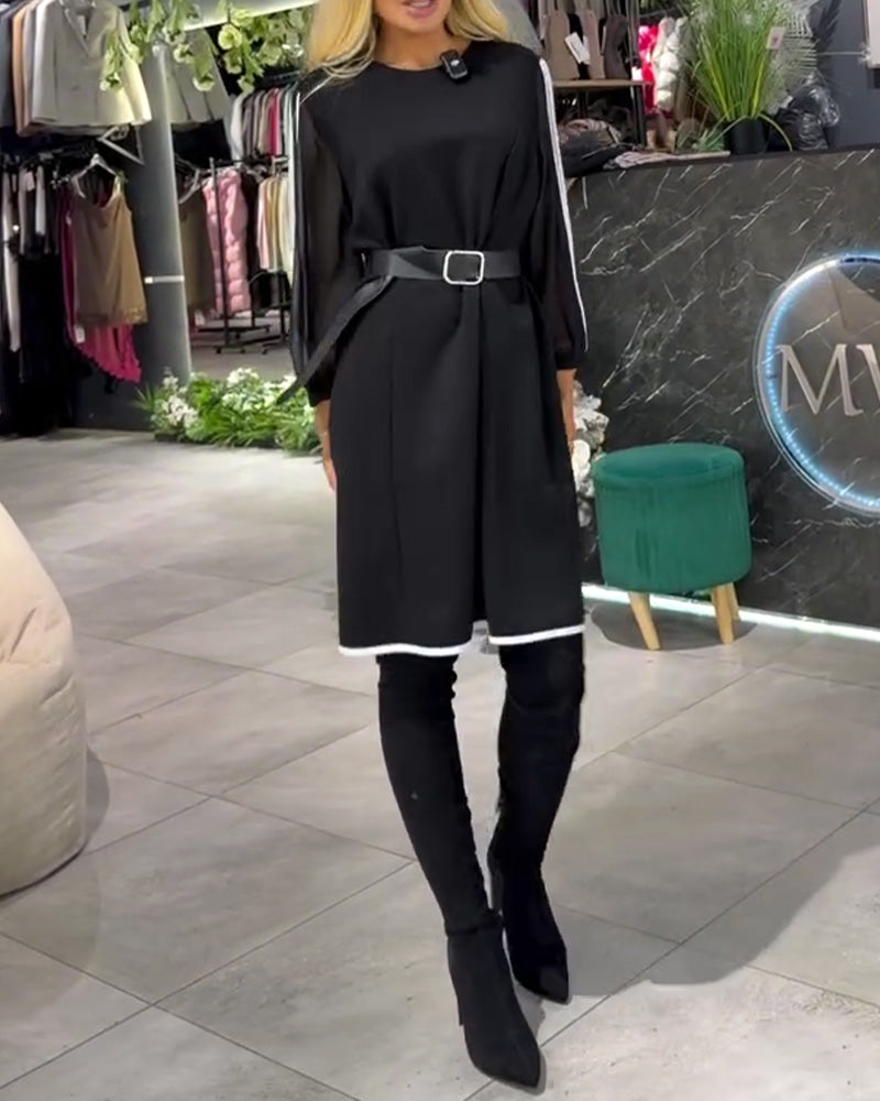 Contrast Color Slimming Straight Dress