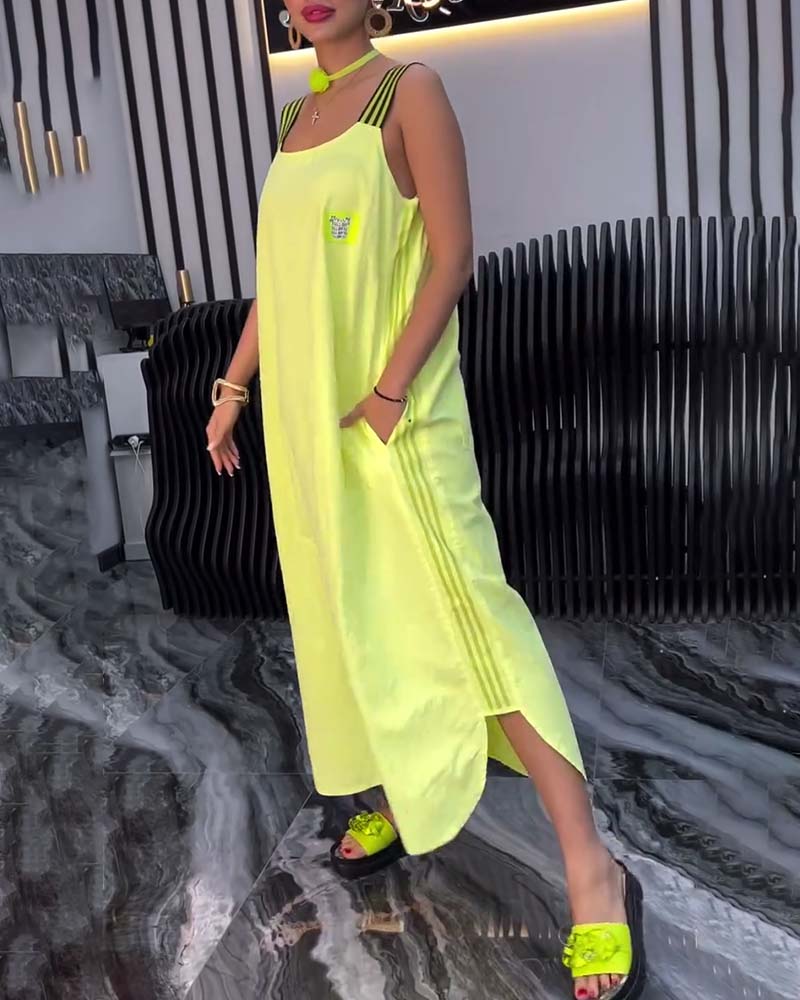 Spliced Suspender Loose Dress