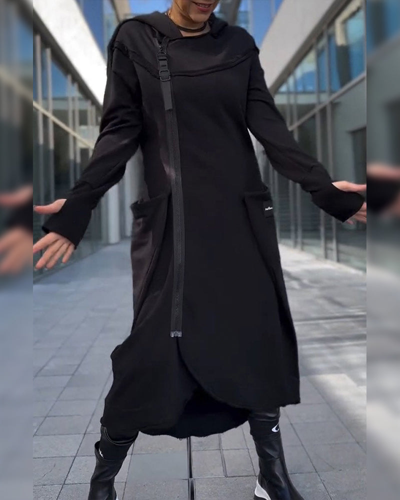 Solid color temperament loose dress