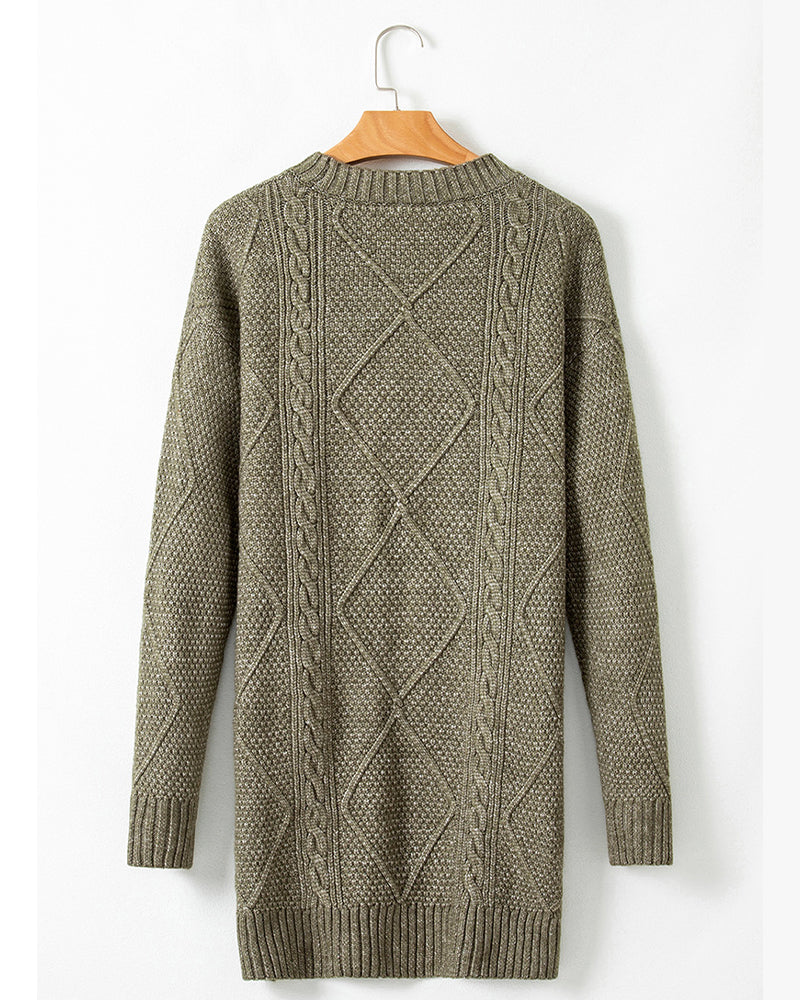 Casual Round Neck Solid Color Sweater Dress