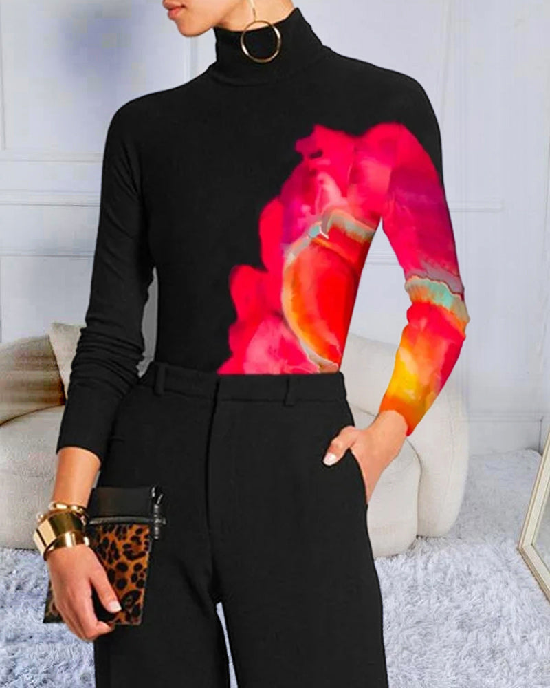 Skinny T-shirt with High Neck