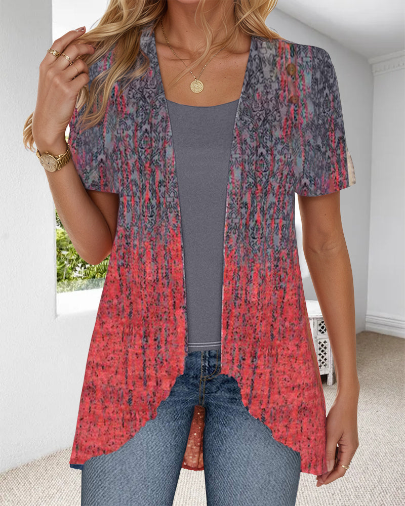 Fake Two-Piece Short-Sleeved Irregular Blouse