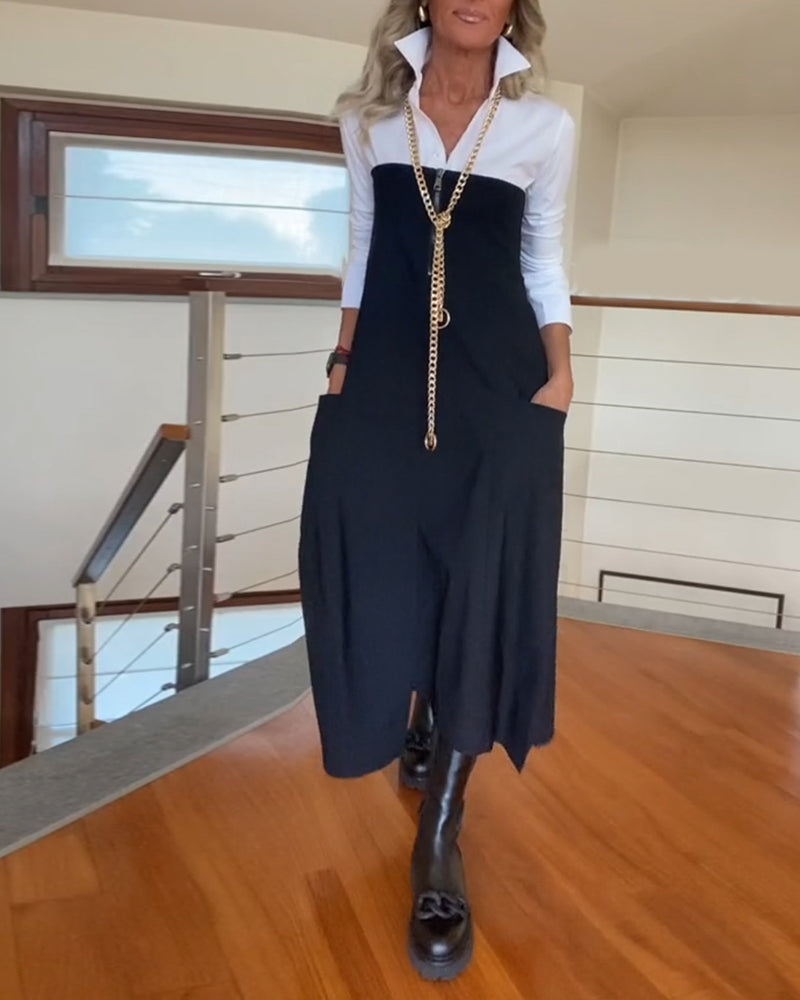 Fashionable solid color zipper pocket skirt