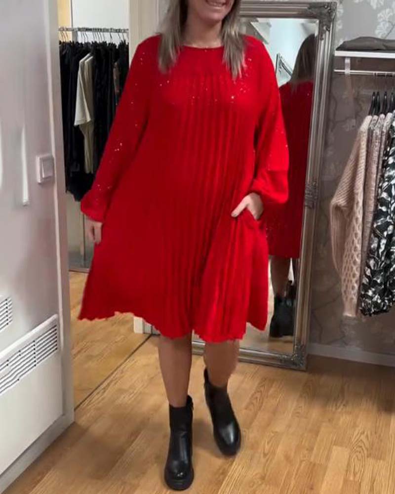 Puff-Sleeve Ruched Loose Dress