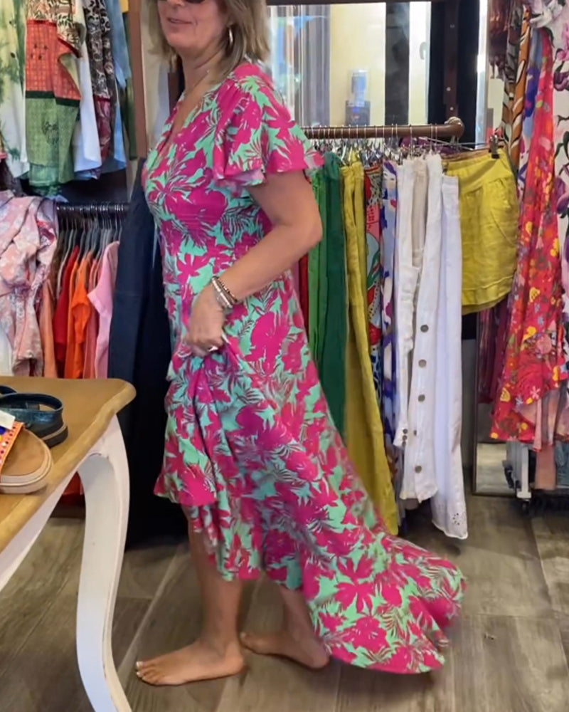 Printed short-sleeved dress