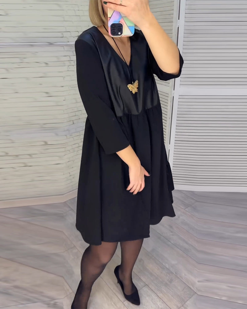 Patchwork V-neck Dress