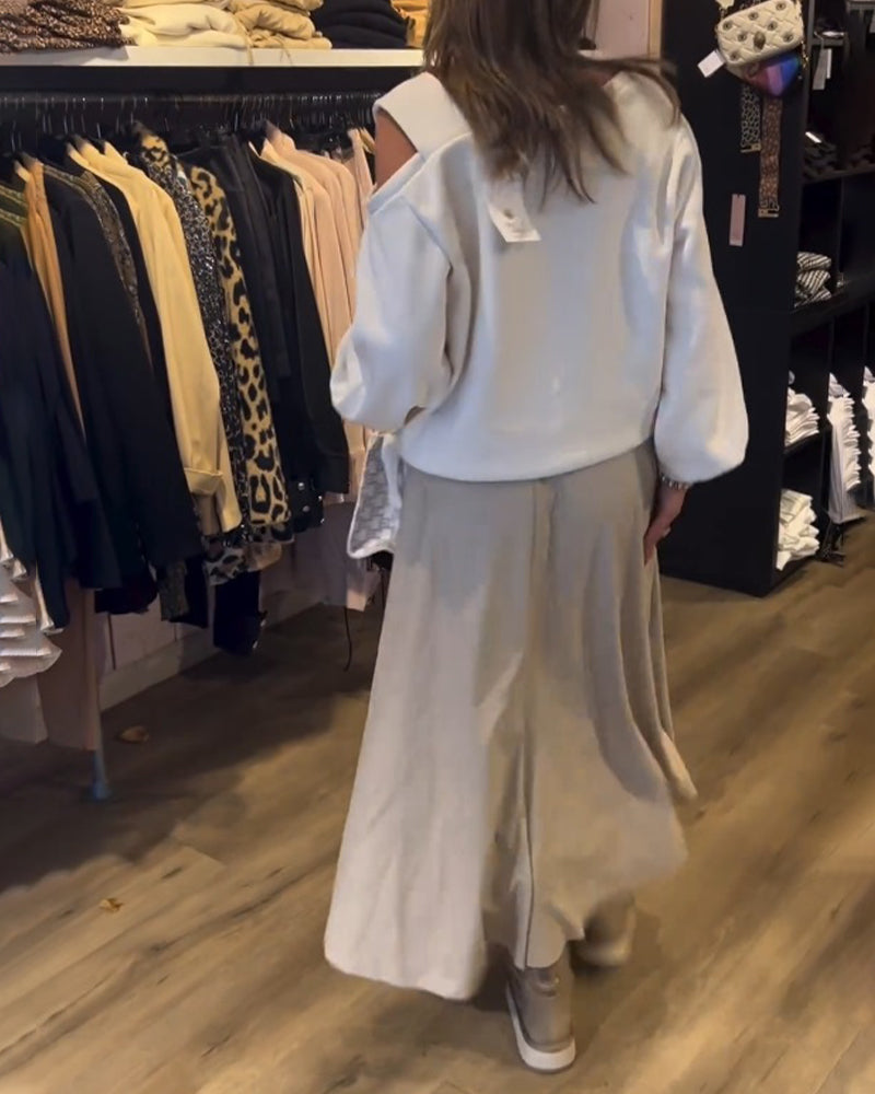Cold Shoulder Simple Sweatshirt