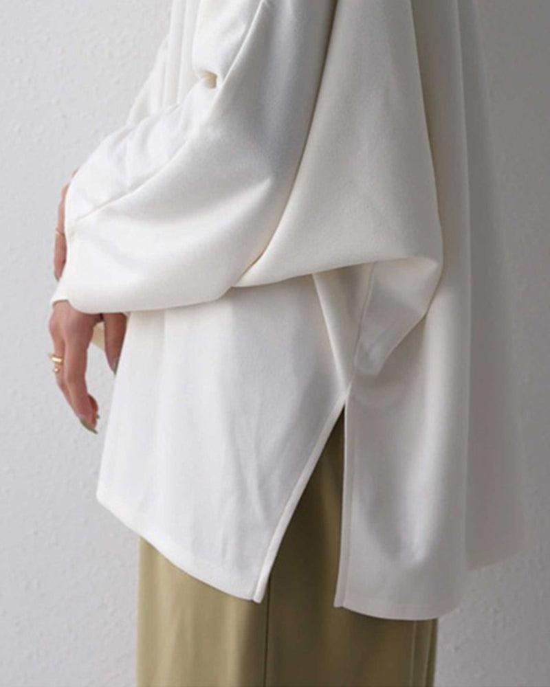 Loose v-neck solid color top
