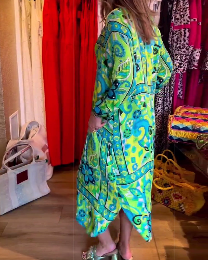 Loose printed pocket dress