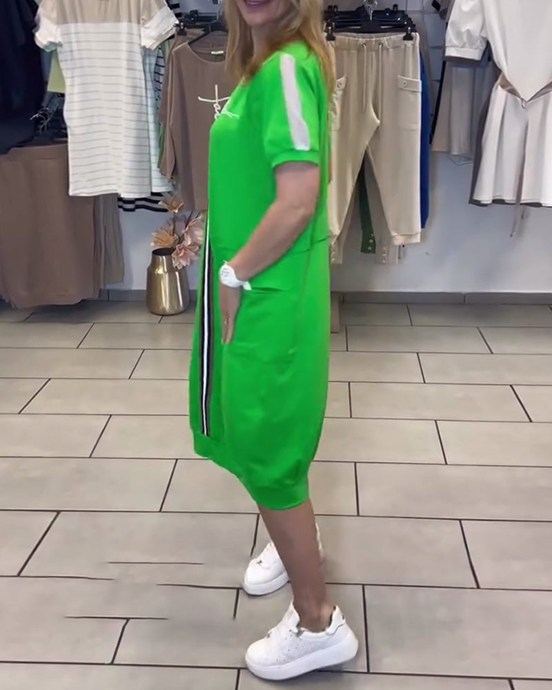 Short Sleeve Printed Shift Dress