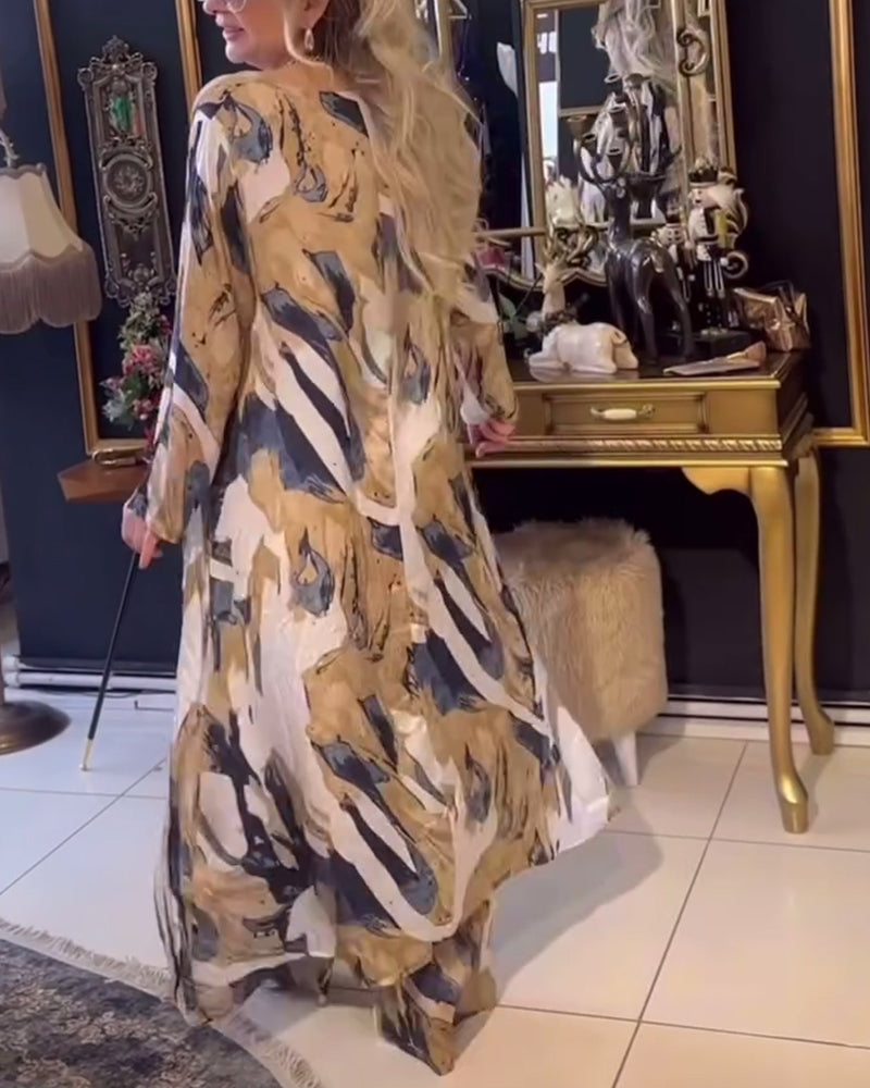 Irregular printed elegant two-piece set