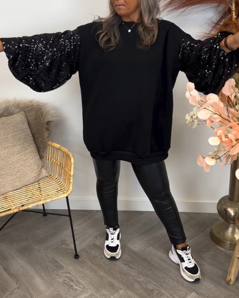 Solid color patchwork sweatshirt