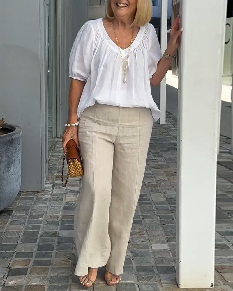 V-Neck Casual Lazy Trousers Set