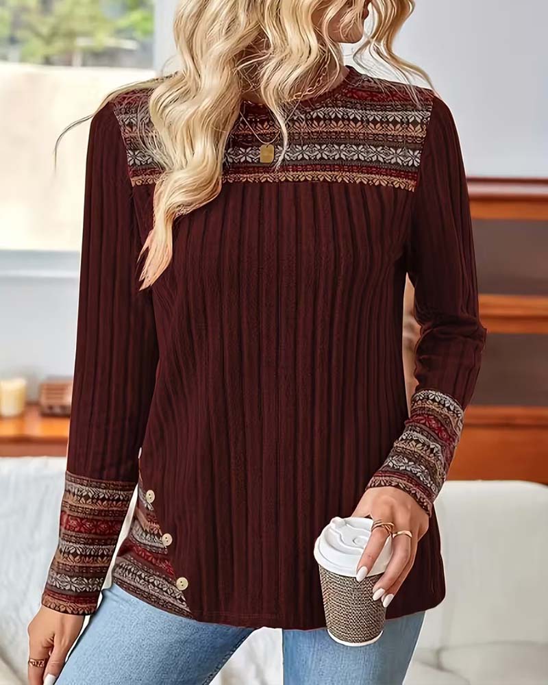 Fair Isle Ribbed Top