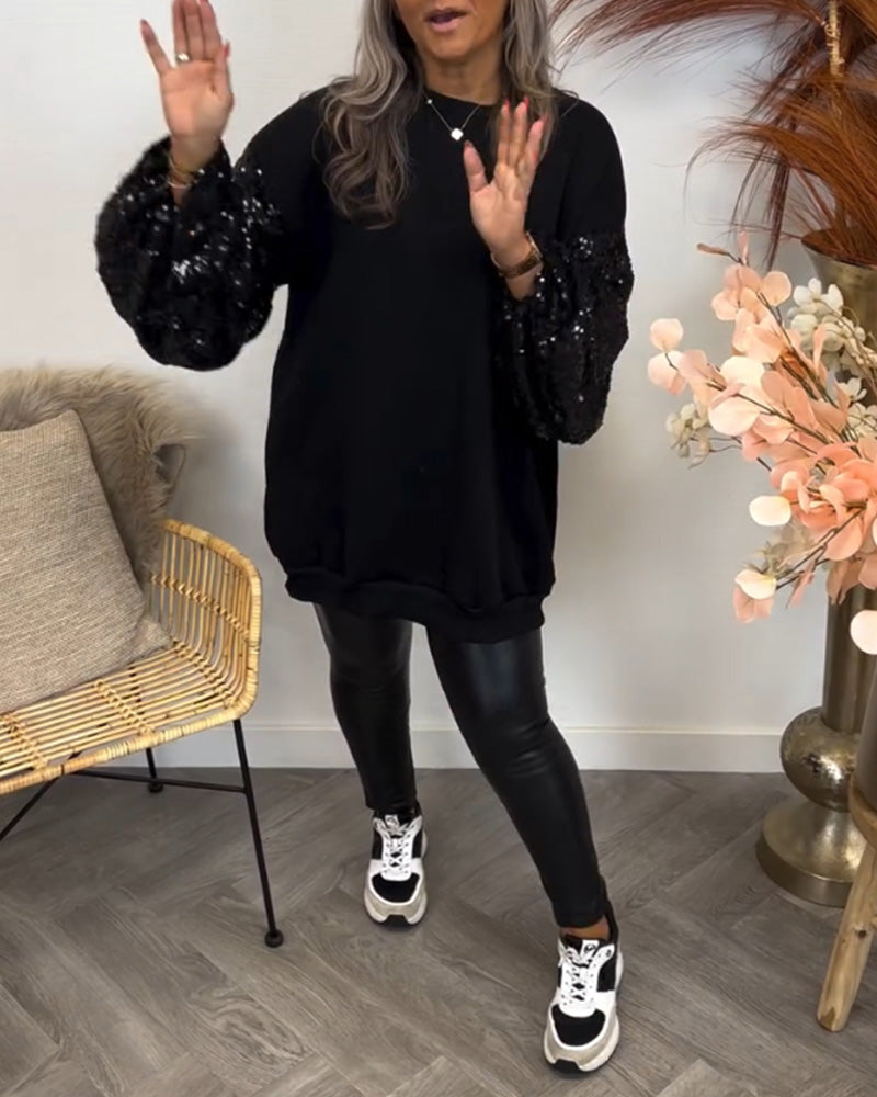 Solid color patchwork sweatshirt