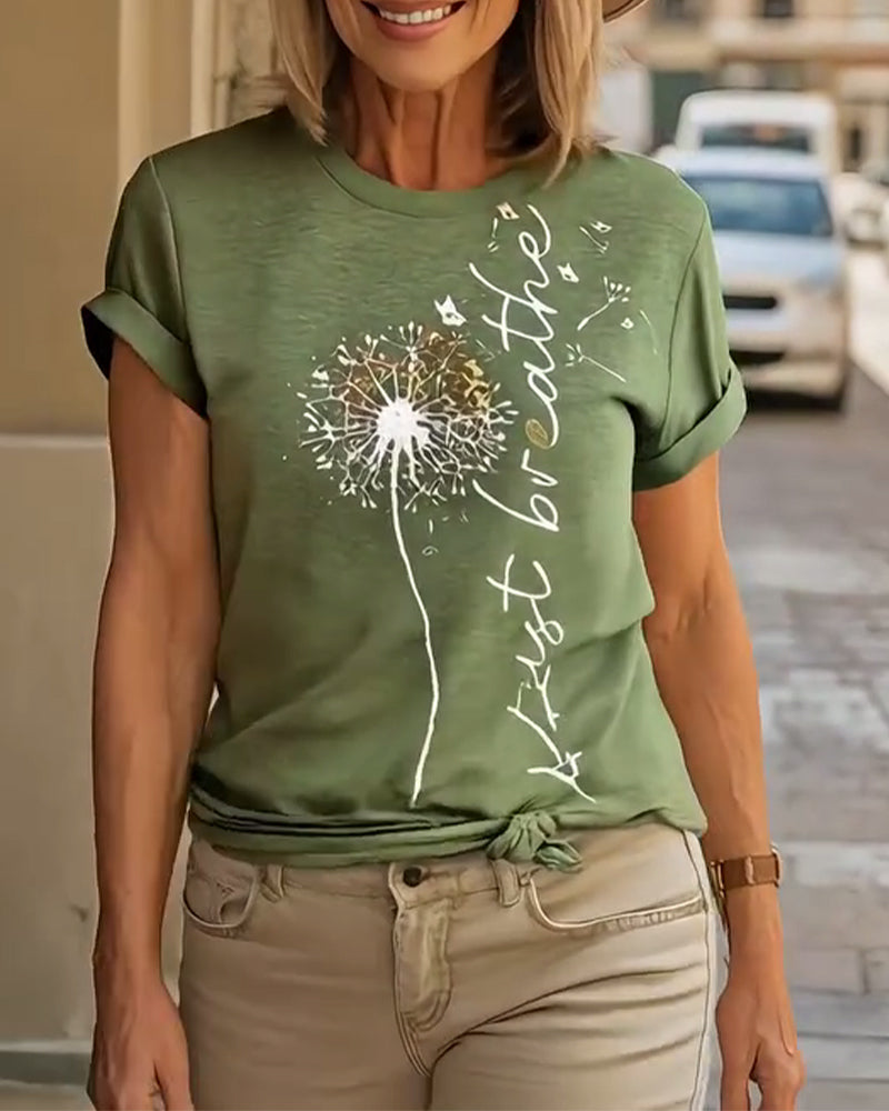 Dandelion Print Short - Sleeve T - Shirt