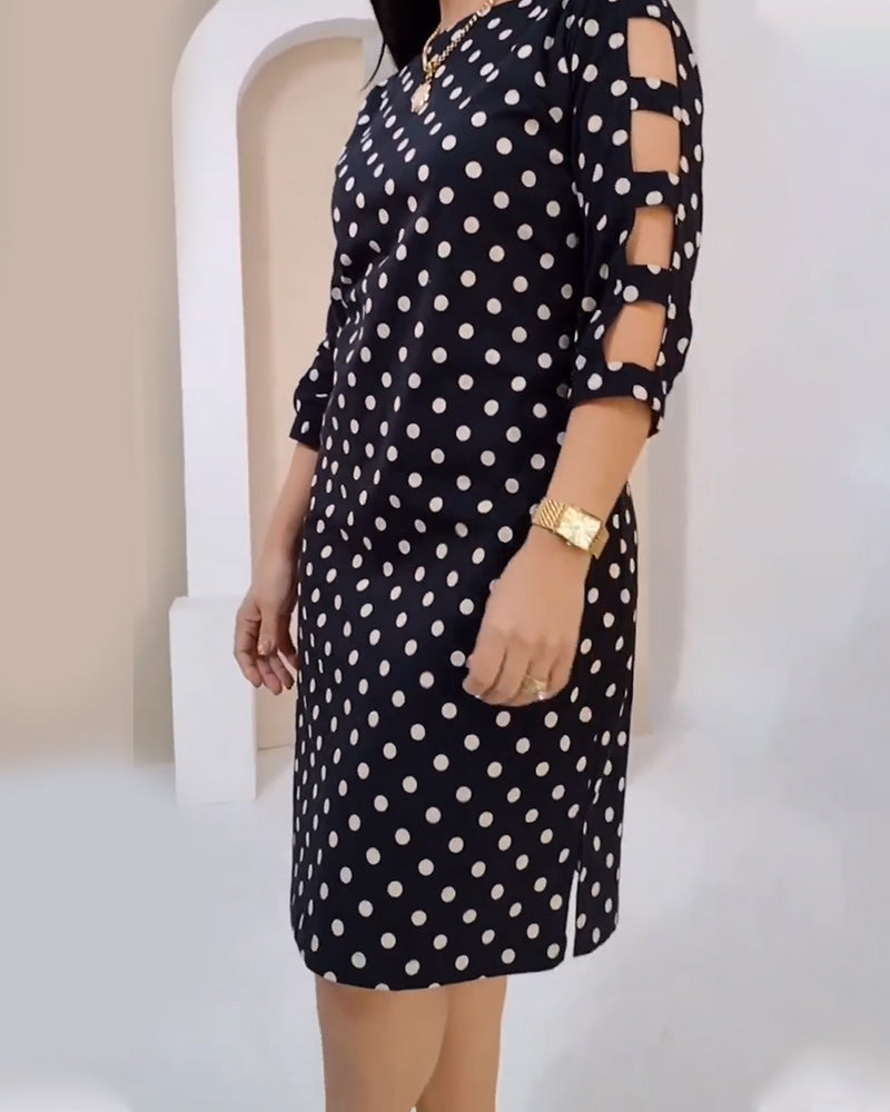 Round Neck Polka Dot Dress
