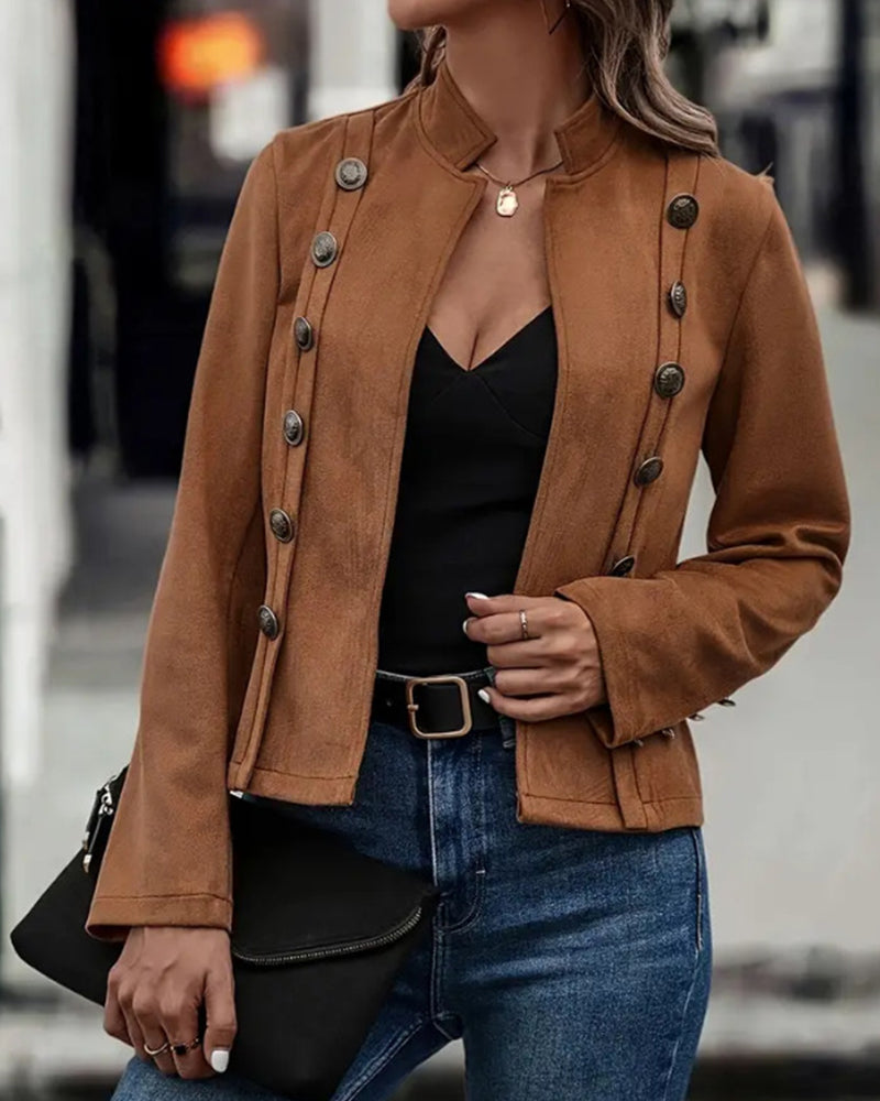 Stylish double-breasted solid color coat
