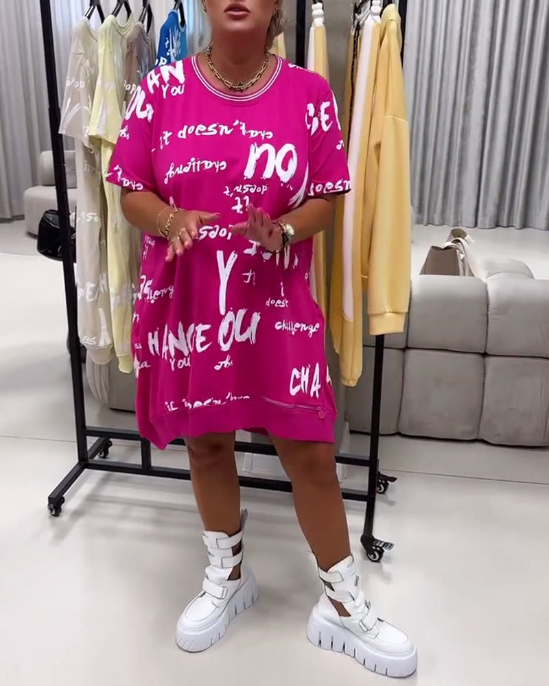 Loose Letter Print Dress