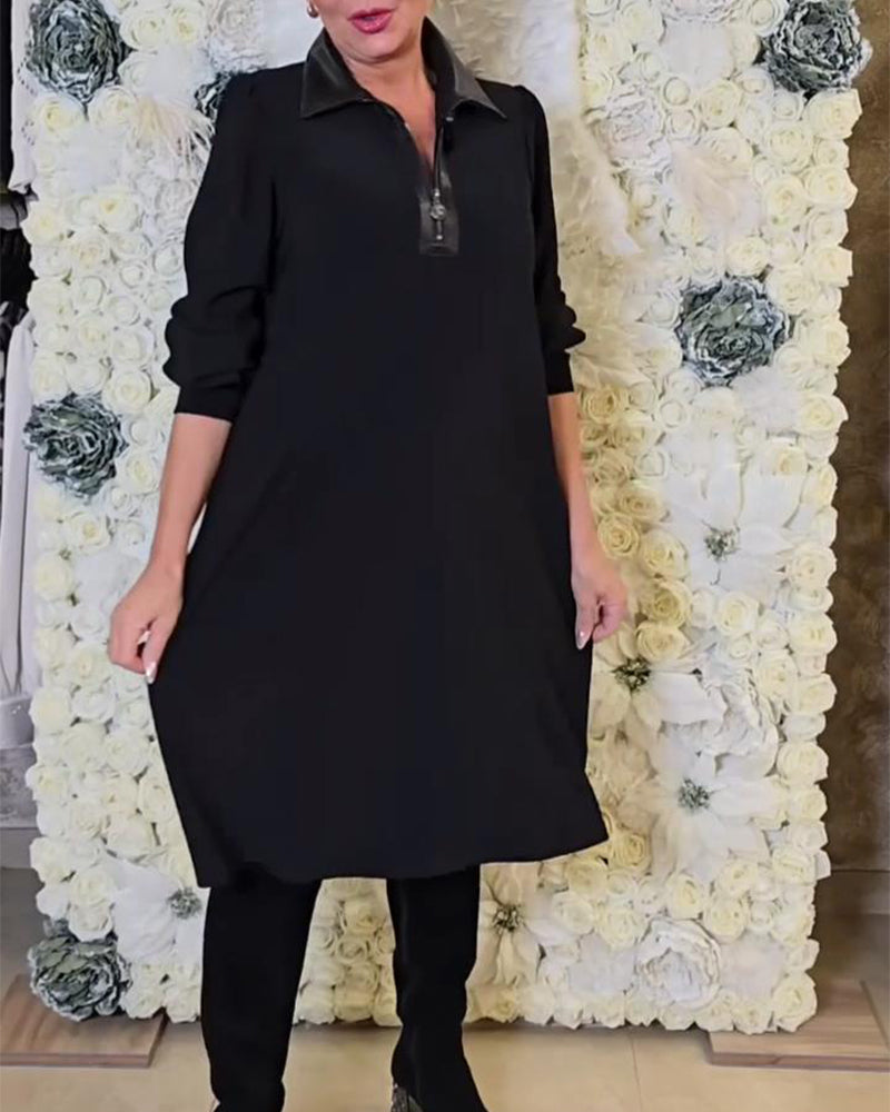 Half-Zip Collar Fashion Dress