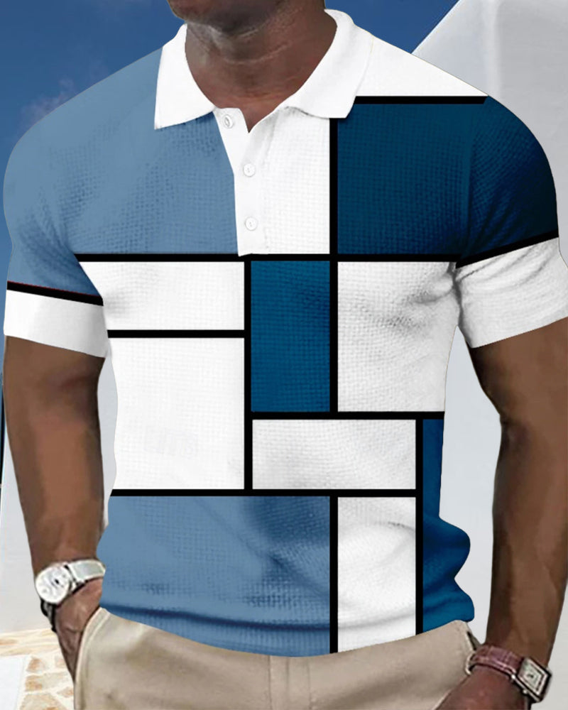 Color Block Waffle Polo Shirt