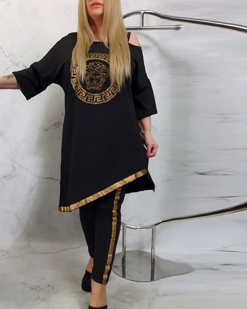 Casual printed irregular two-piece suit