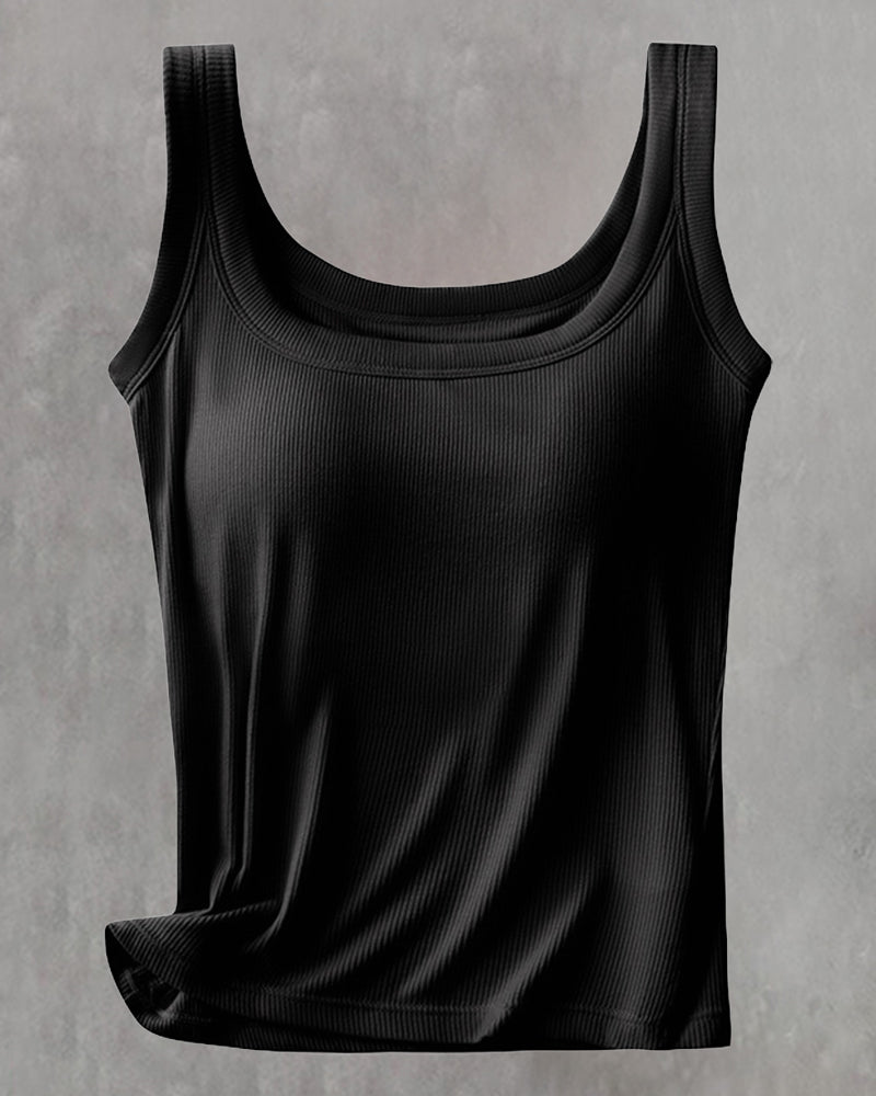Solid Color Built In Bra Vest