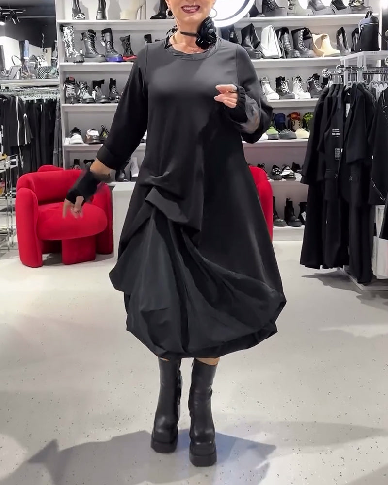 Solid Color Fashionable Patchwork Dress