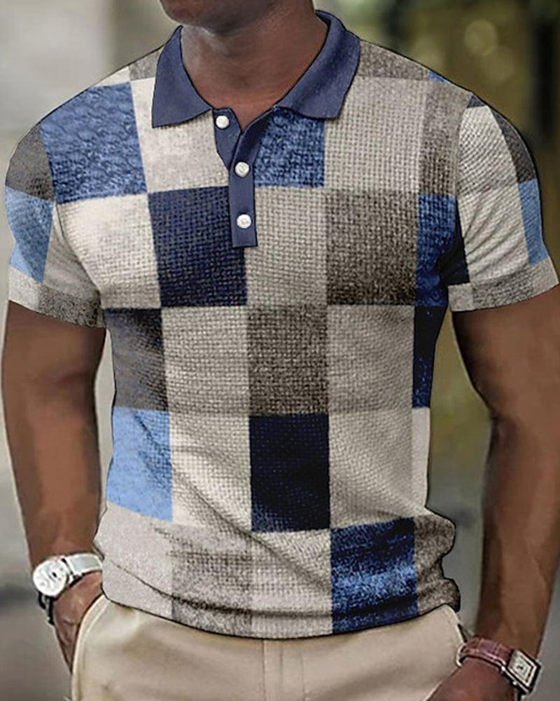 Short sleeve plaid print shirt